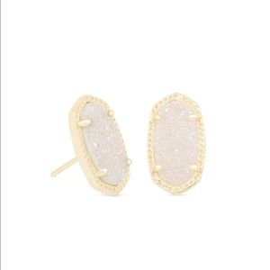 Ellie Gold Stud Earrings In Iridescent Drusy